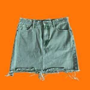 Lucky Brand Sage Green Denim Distressed Mini Skirt Size 6 28W